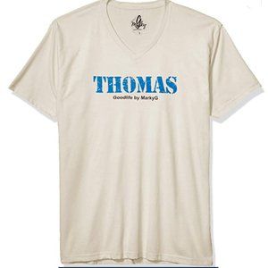Marky G Apparel Unisex THOMAS T-Shirt V-Neck NATURAL MEDIUM NEW